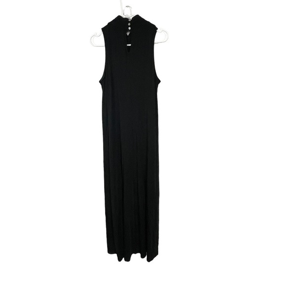 garnet Hill Black Maxi Dress, High Surplice Neckline, Button Back, Med - Picture 2 of 11